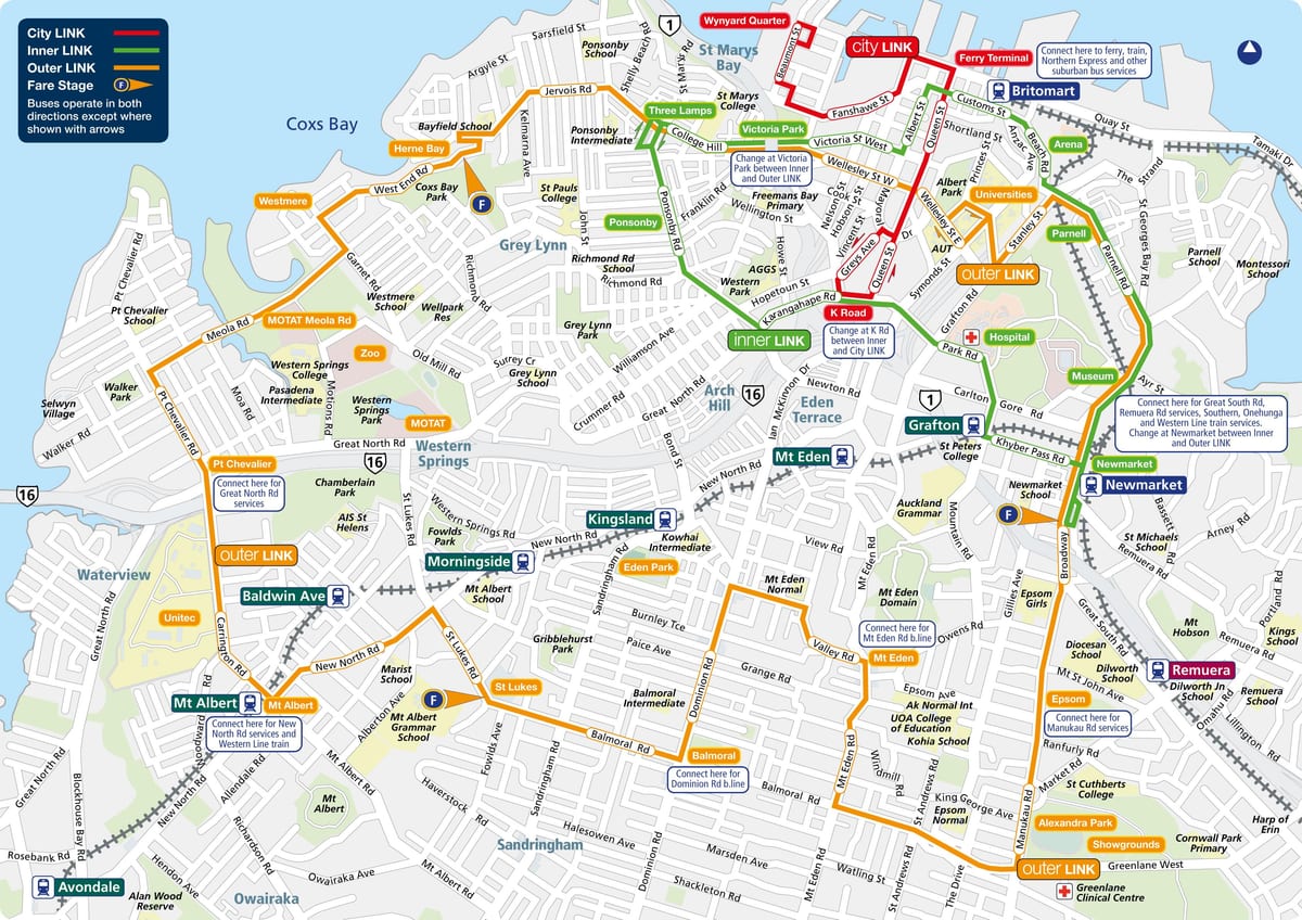 Auckland bus ruta ng mapa