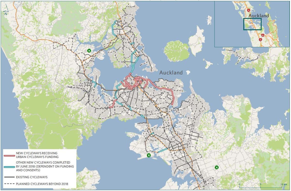 mapa ng cycleway Auckland mapa