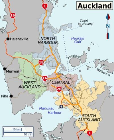 mapa ng distrito ng Auckland