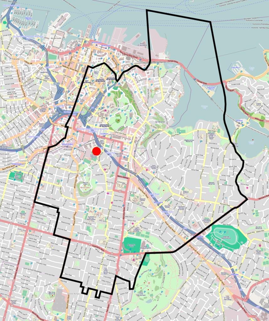 Auckland Grammar school zone mapa