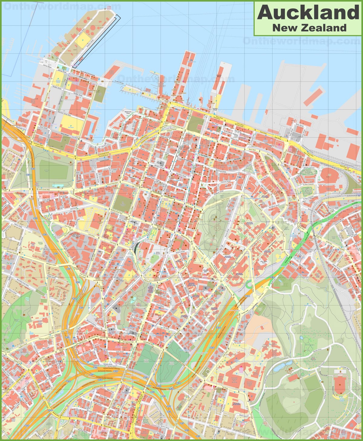 mapa ng daan ng Auckland