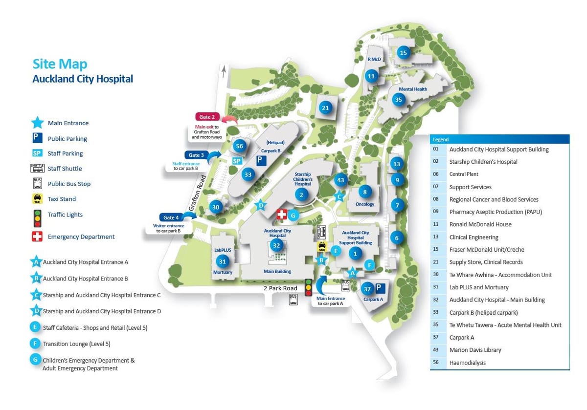 mapa ng Auckland ospital