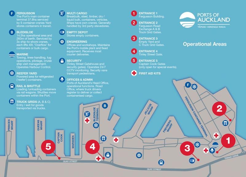 port ng Auckland mapa