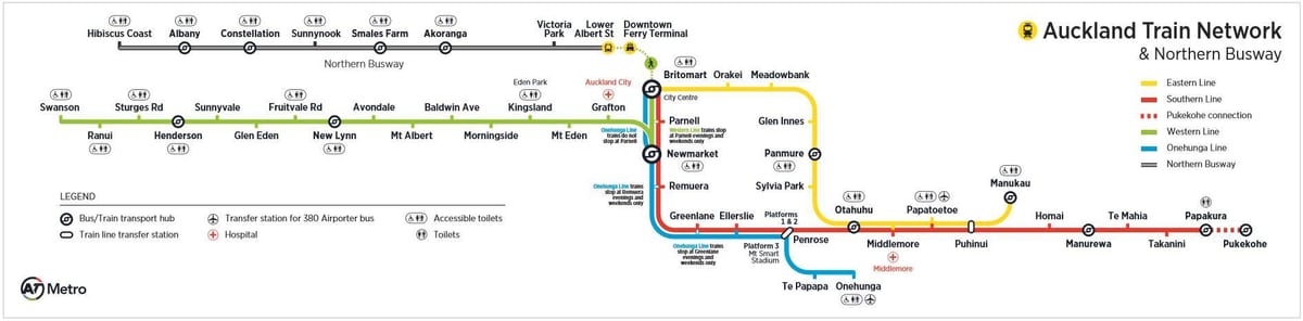 Auckland tren network mapa