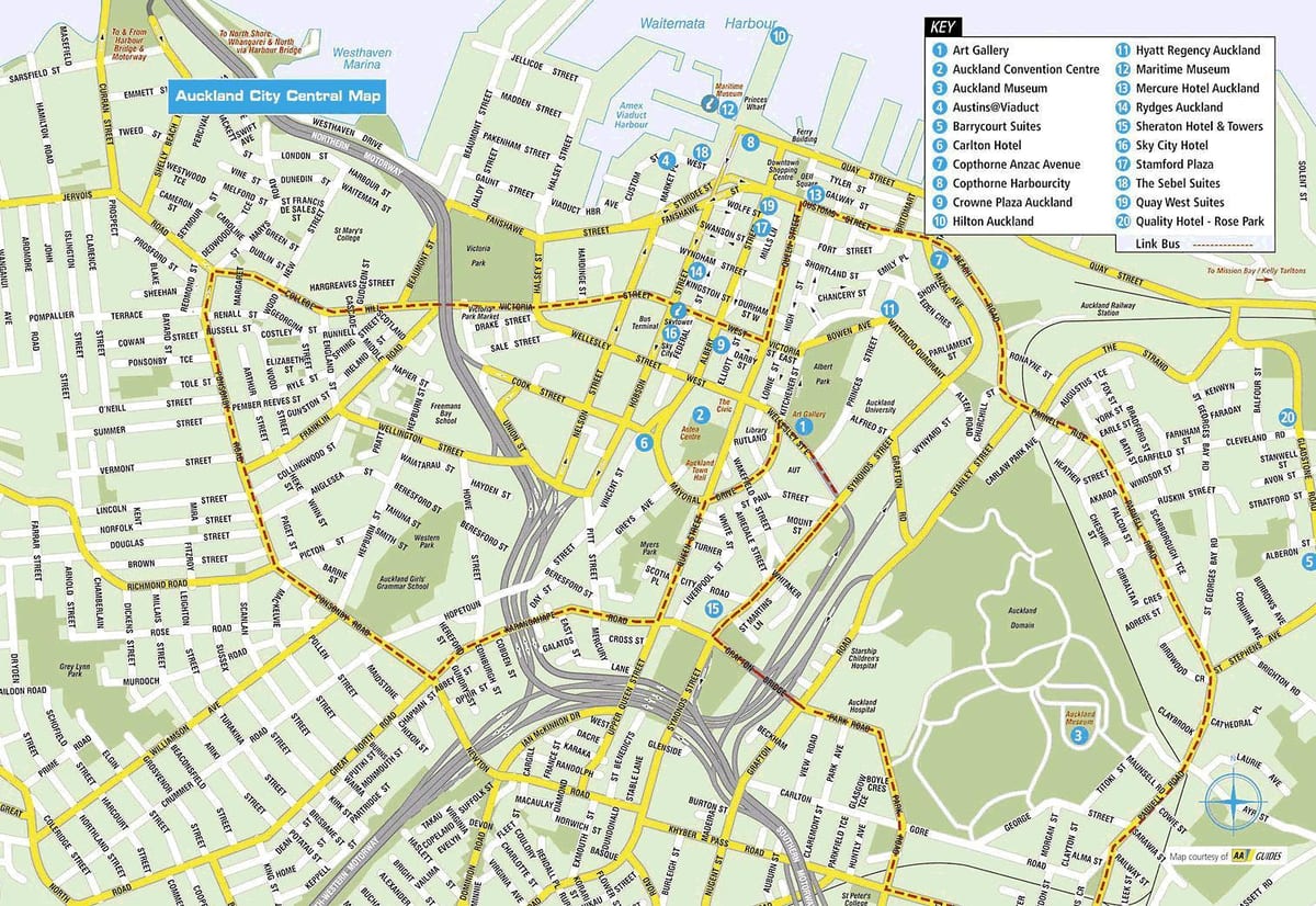 turista mapa ng Auckland