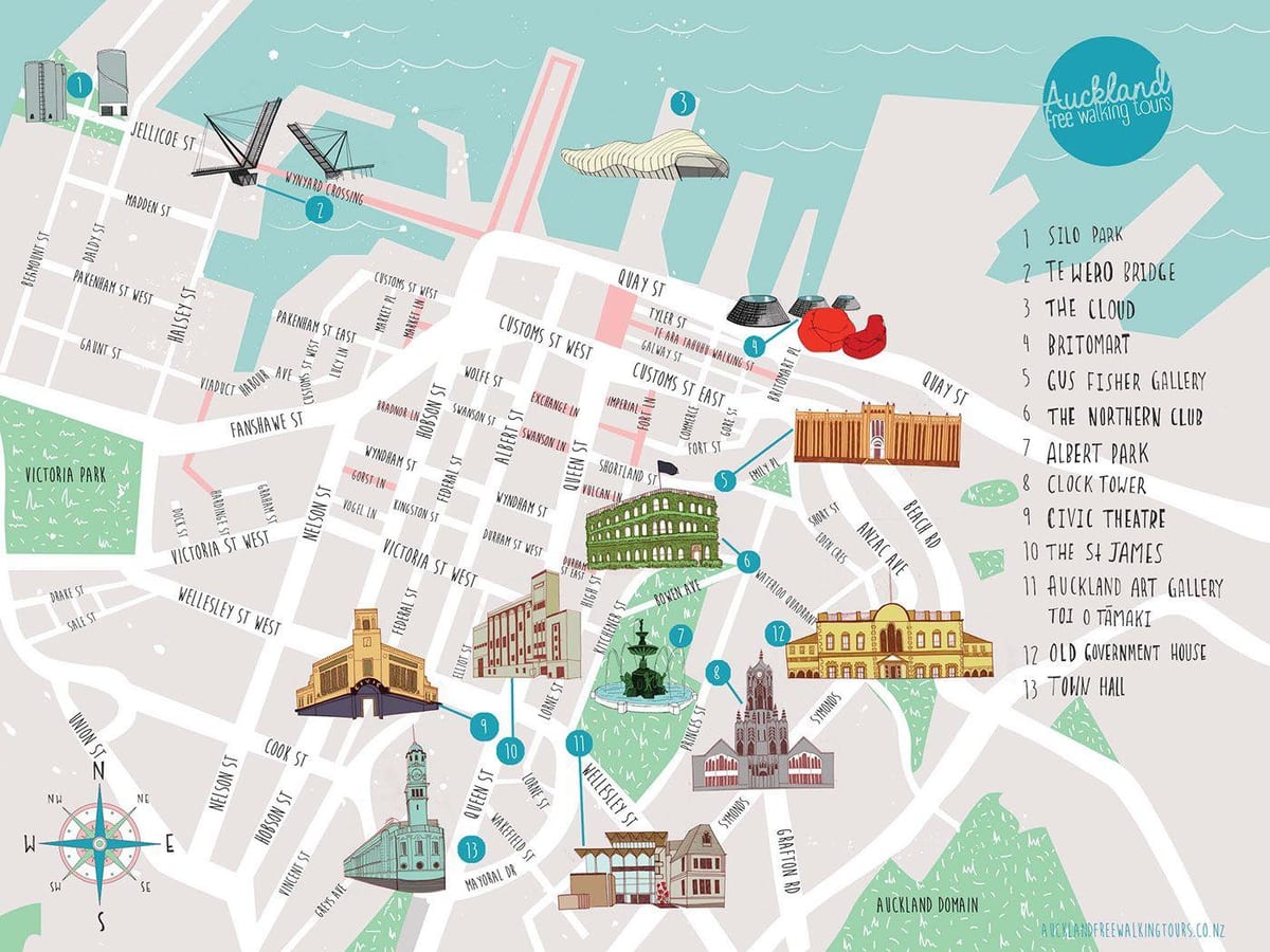 Auckland city ay nagtuturo sa mapa