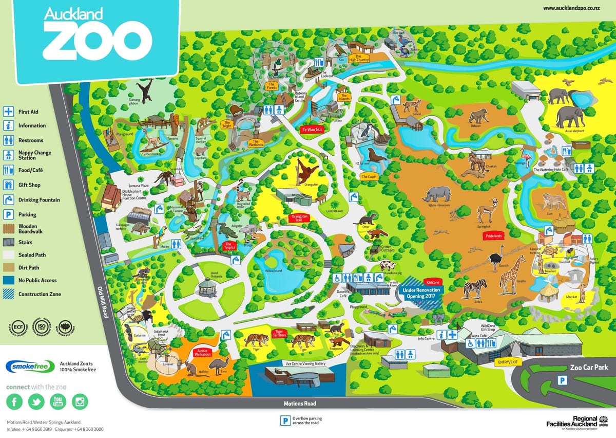 mapa ng Auckland zoo
