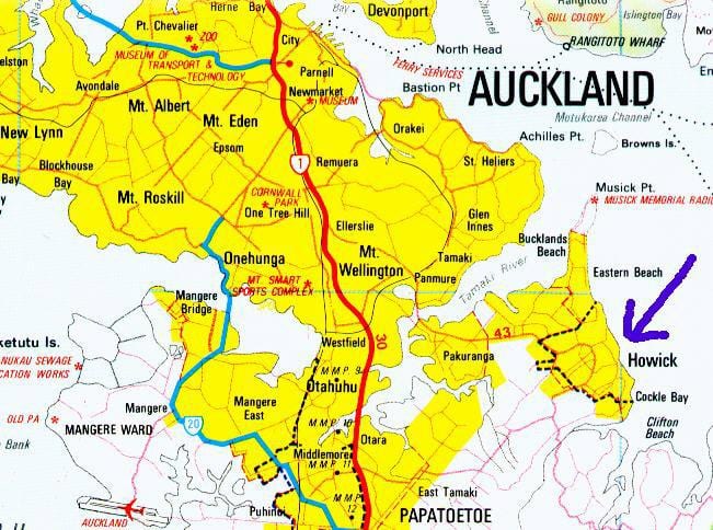 mapa ng Howick Auckland
