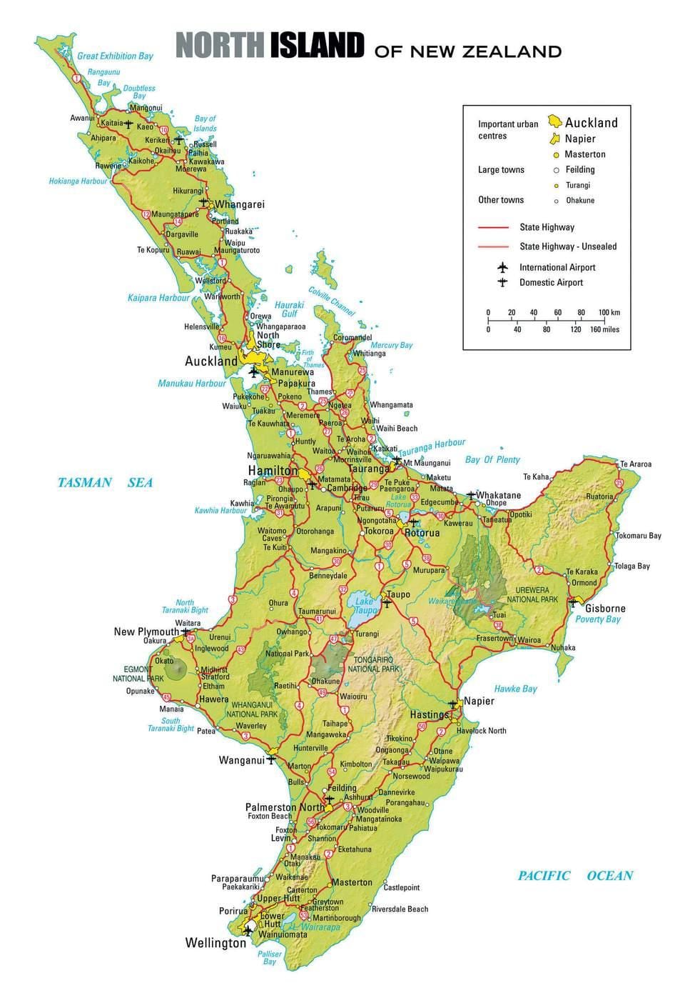mapa ng north island ng New Zealand