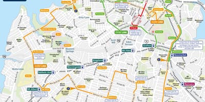 Auckland bus ruta ng mapa