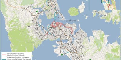 Mapa ng cycleway Auckland mapa