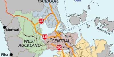 Mapa ng distrito ng Auckland