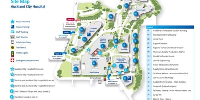 Mapa ng Auckland ospital