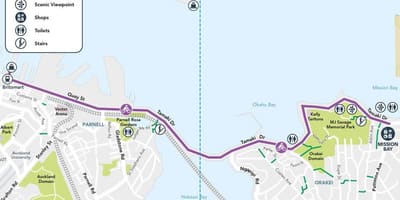 Mga kulay rosas na cycleway Auckland mapa