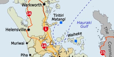 Mapa ng Auckland rehiyon