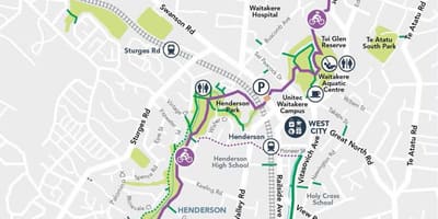 Mapa ng Henderson Auckland