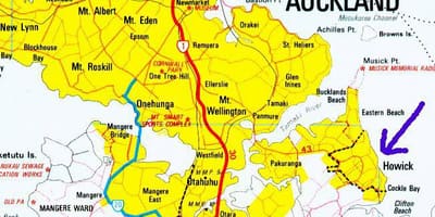 Mapa ng Howick Auckland