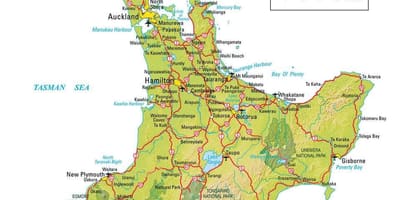 Mapa ng north island ng New Zealand